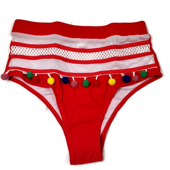 Two Piece Bikini with Pom Pom Embellishments Small - Picture 2 of 9